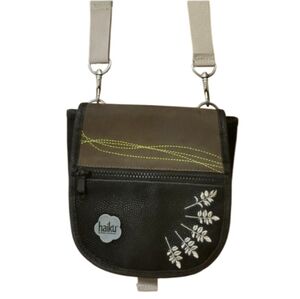 Haiku By‎ Sharon Eisenhauer Women's Black and Brown Embroidered Crossbody Bag